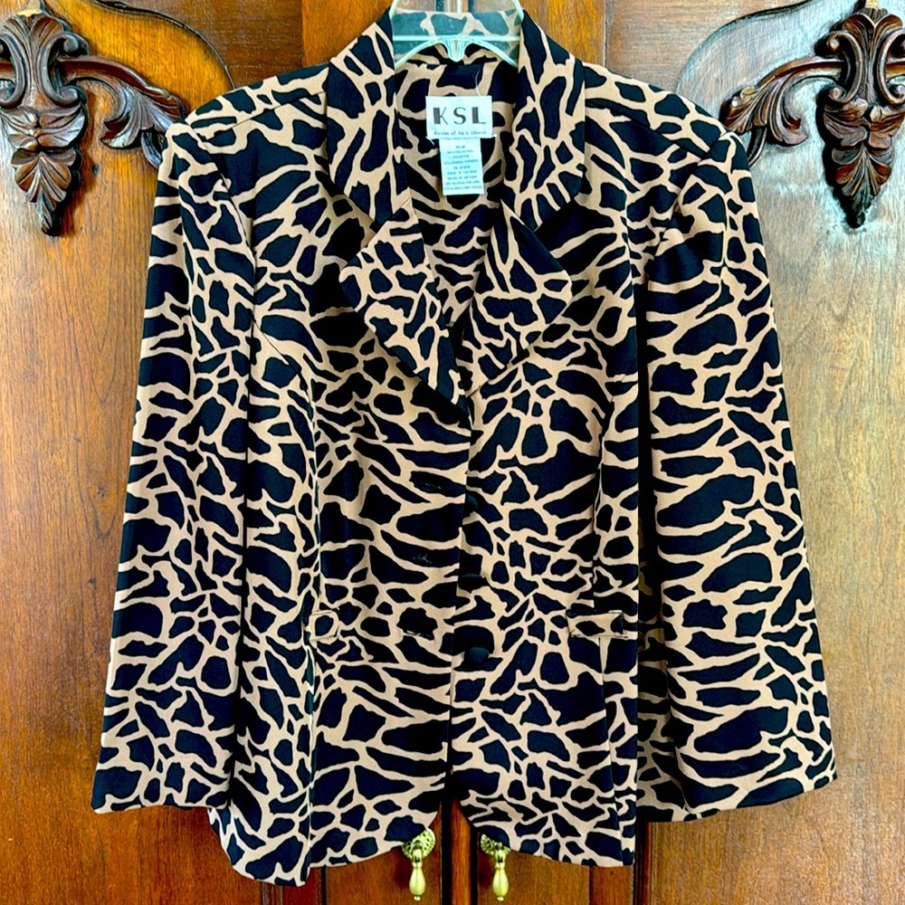 KSL  Karin Stevens jacket 16W khaki & black print